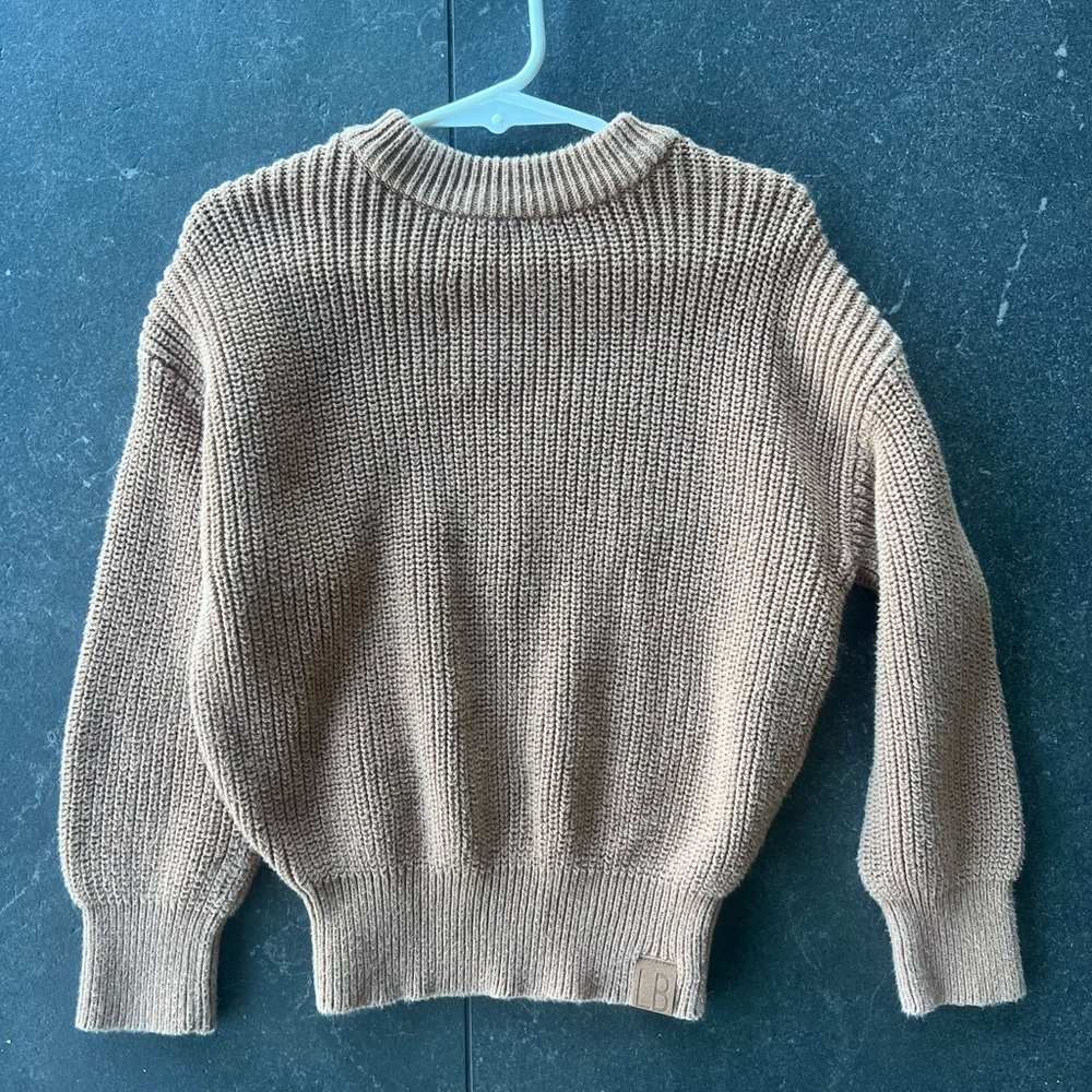 Kids Classic Crewneck Knit Sweater - Tan